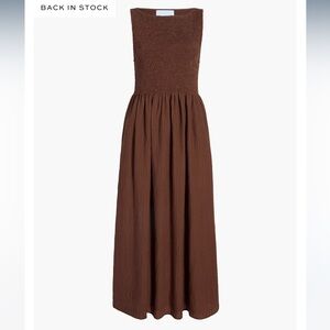 Hill House Home Cosima Dress in Chocolate Tonal Seersucker